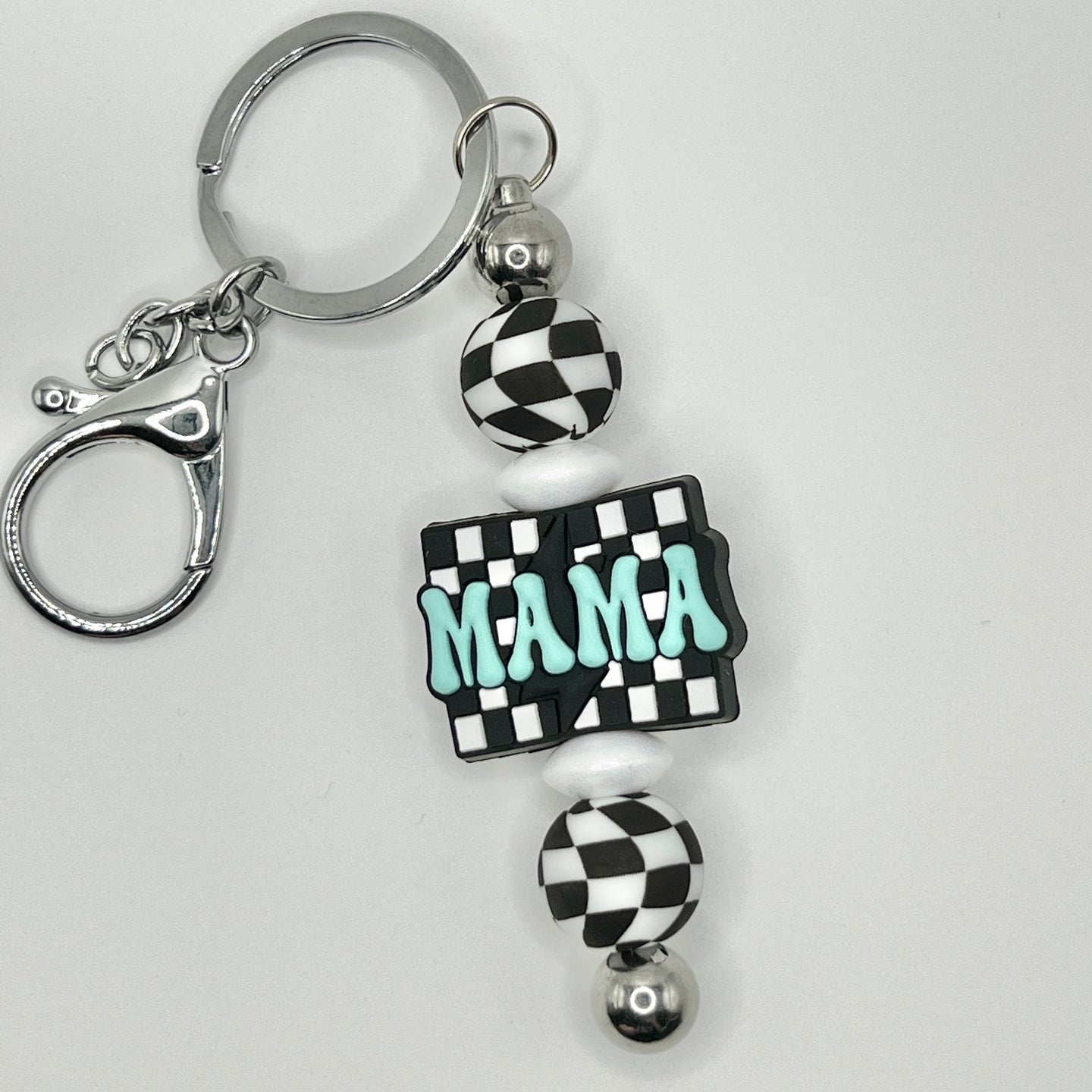 Checkered MAMA Silver Keychain Bar